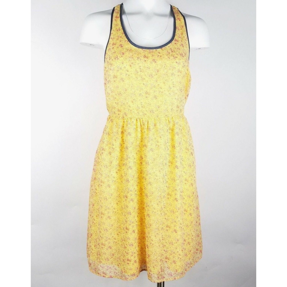 g:21 Women's Dress Size M‎ Yellow Floral Cutout Open Vented Back Skater